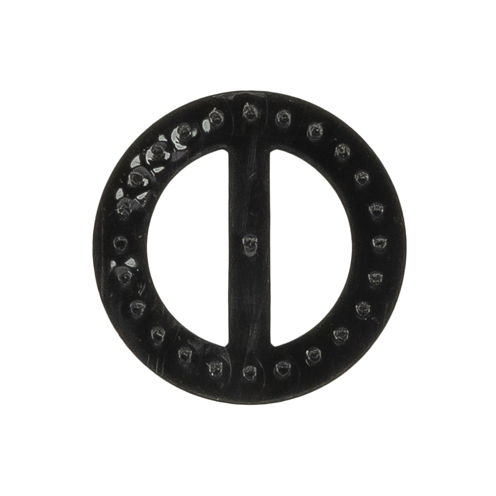 Vintage Crystal Rhinestones and Black Circular Plastic Slider - 1" Detail Vintage Crystal Rhinestones and Black Circular Plastic Slider - 1" Detail