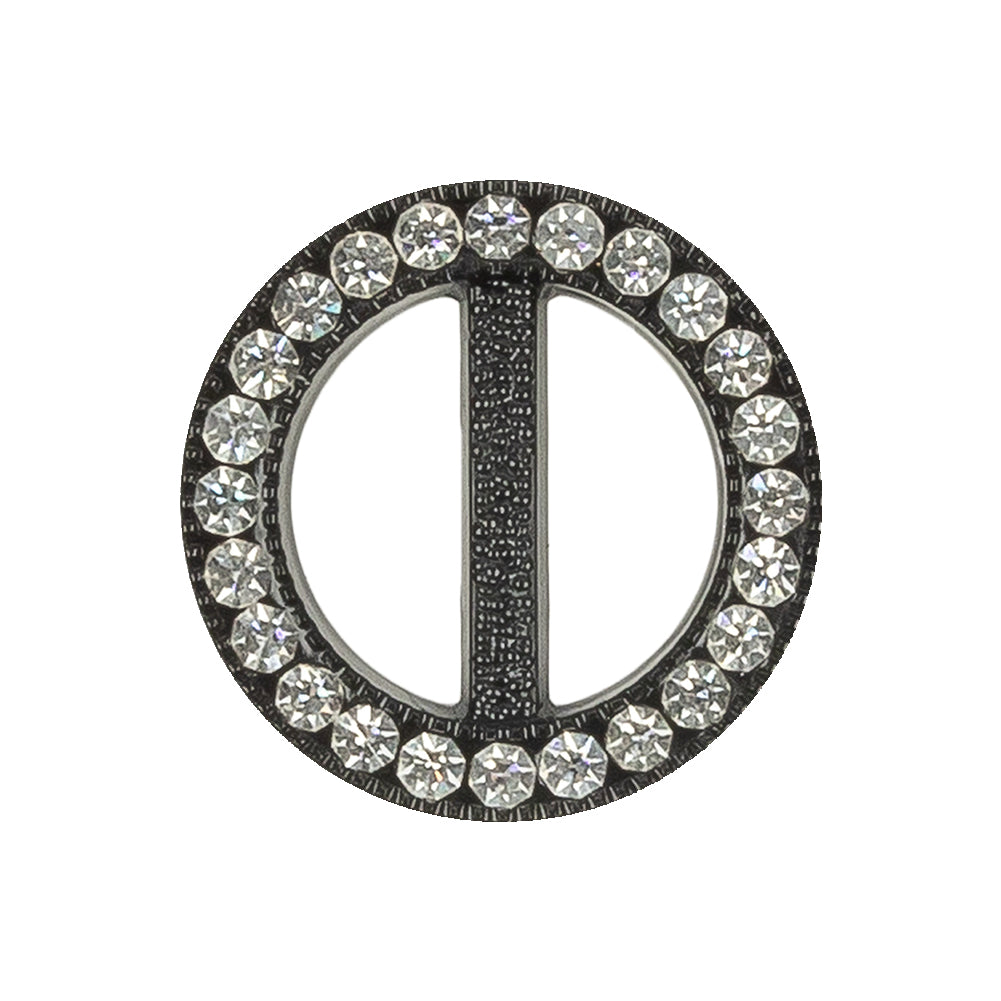 Vintage Crystal Rhinestones and Black Circular Plastic Slider - 1" Vintage Crystal Rhinestones and Black Circular Plastic Slider - 1"