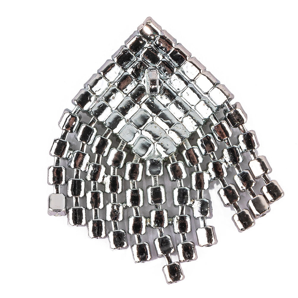 Vintage Swarovski Crystal Rhinestones and Silver Metal Abstract Ornament - 1.75" x 1.625" Detail Vintage Swarovski Crystal Rhinestones and Silver Metal Abstract Ornament - 1.75" x 1.625" Detail