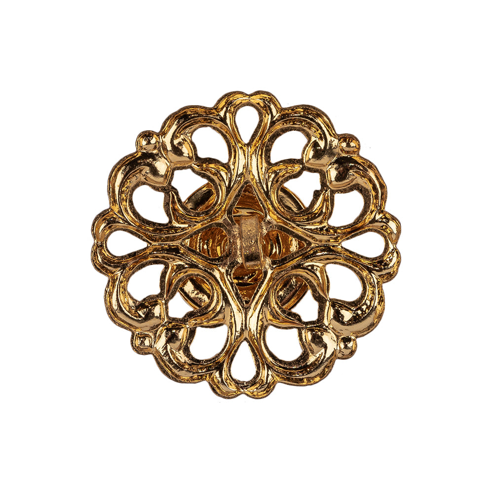 Vintage Swarovski Crystal Rhinestones and Gold Metal Open Framework Shank Button - 40L/25.5mm Detail Vintage Swarovski Crystal Rhinestones and Gold Metal Open Framework Shank Button - 40L/25.5mm Detail