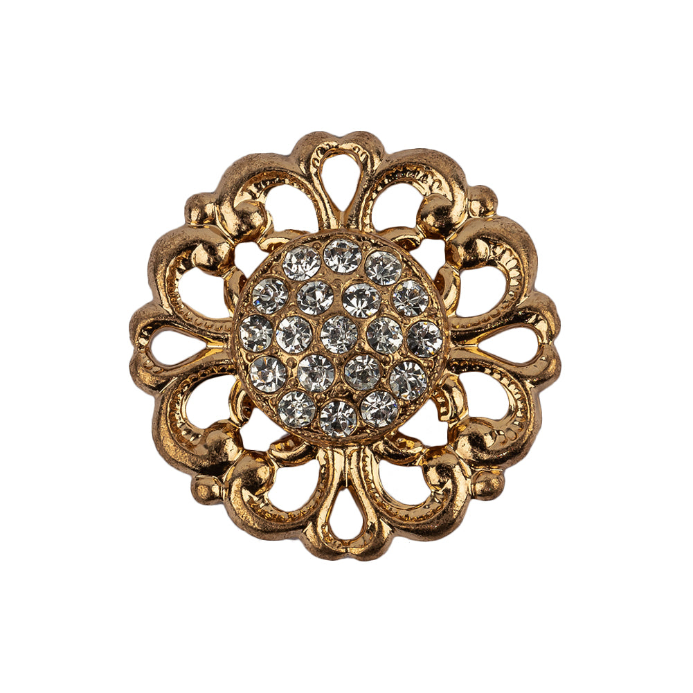 Vintage Swarovski Crystal Rhinestones and Gold Metal Open Framework Shank Button - 40L/25.5mm Vintage Swarovski Crystal Rhinestones and Gold Metal Open Framework Shank Button - 40L/25.5mm