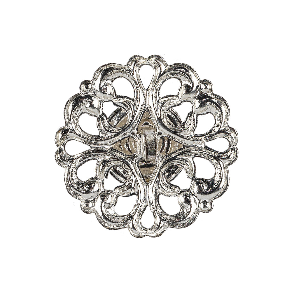 Vintage Swarovski Crystal Rhinestones and Silver Metal Open Framework Shank Button - 40L/25.5mm Detail Vintage Swarovski Crystal Rhinestones and Silver Metal Open Framework Shank Button - 40L/25.5mm Detail