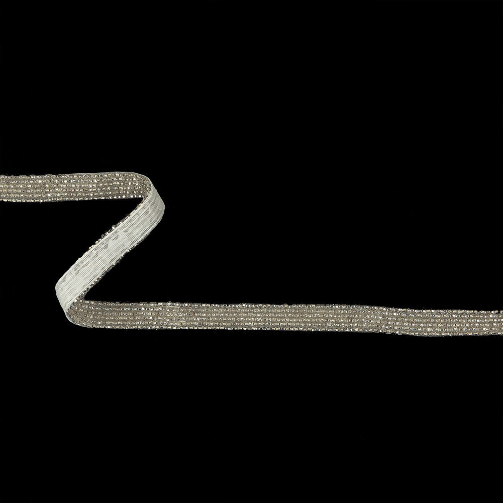 Vintage Silver Lined 6 Row Seed Beaded Trim - 0.5" Vintage Silver Lined 6 Row Seed Beaded Trim - 0.5"
