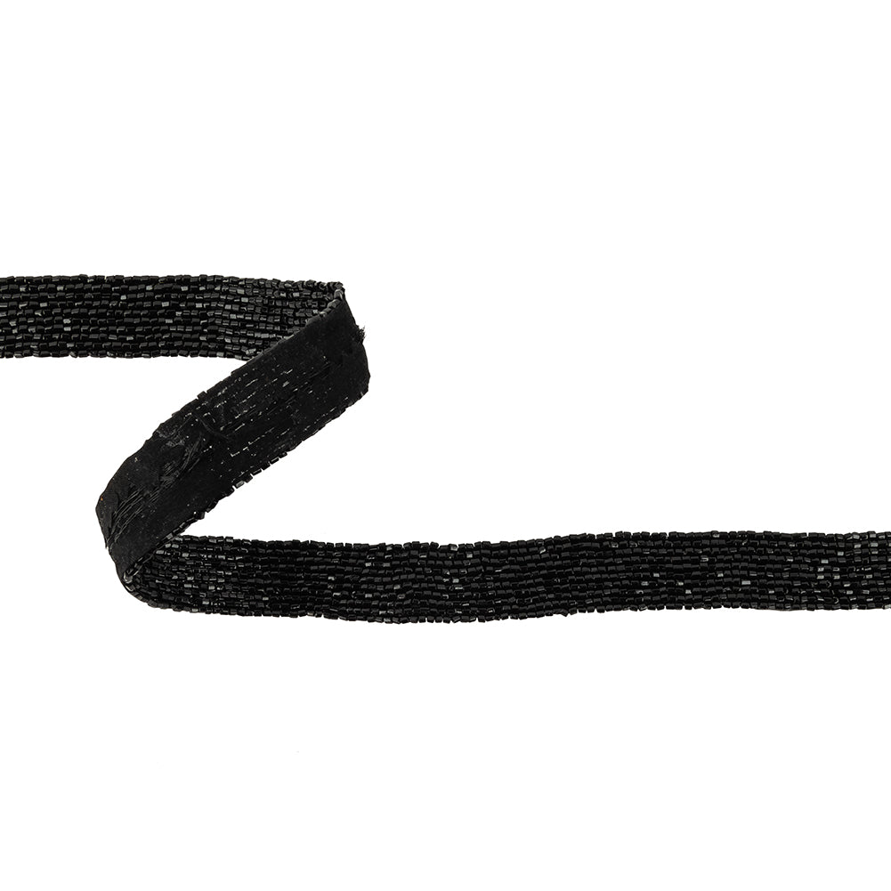 Vintage Fancy 10 Row Black Bugle Beaded Trimming - 0.75" Vintage Fancy 10 Row Black Bugle Beaded Trimming - 0.75"