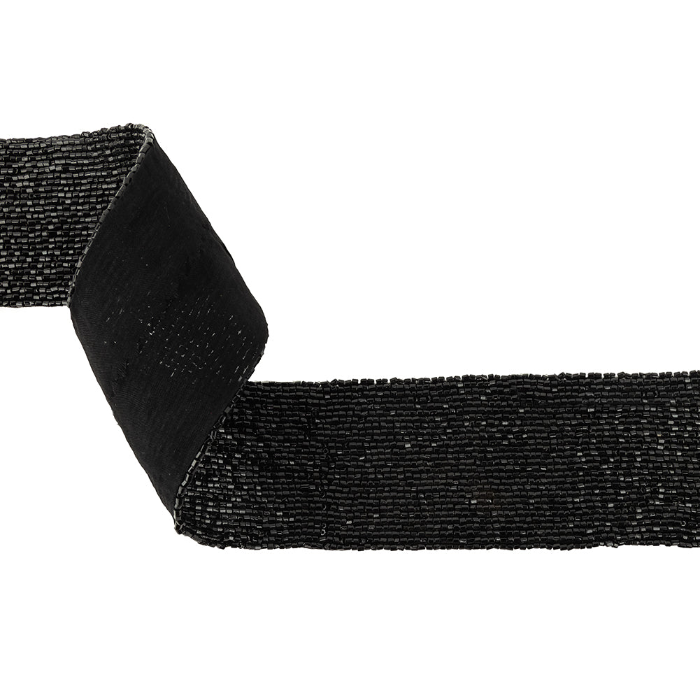 Vintage Fancy 27 Row Black Bugle Beaded Trimming - 2" Vintage Fancy 27 Row Black Bugle Beaded Trimming - 2"