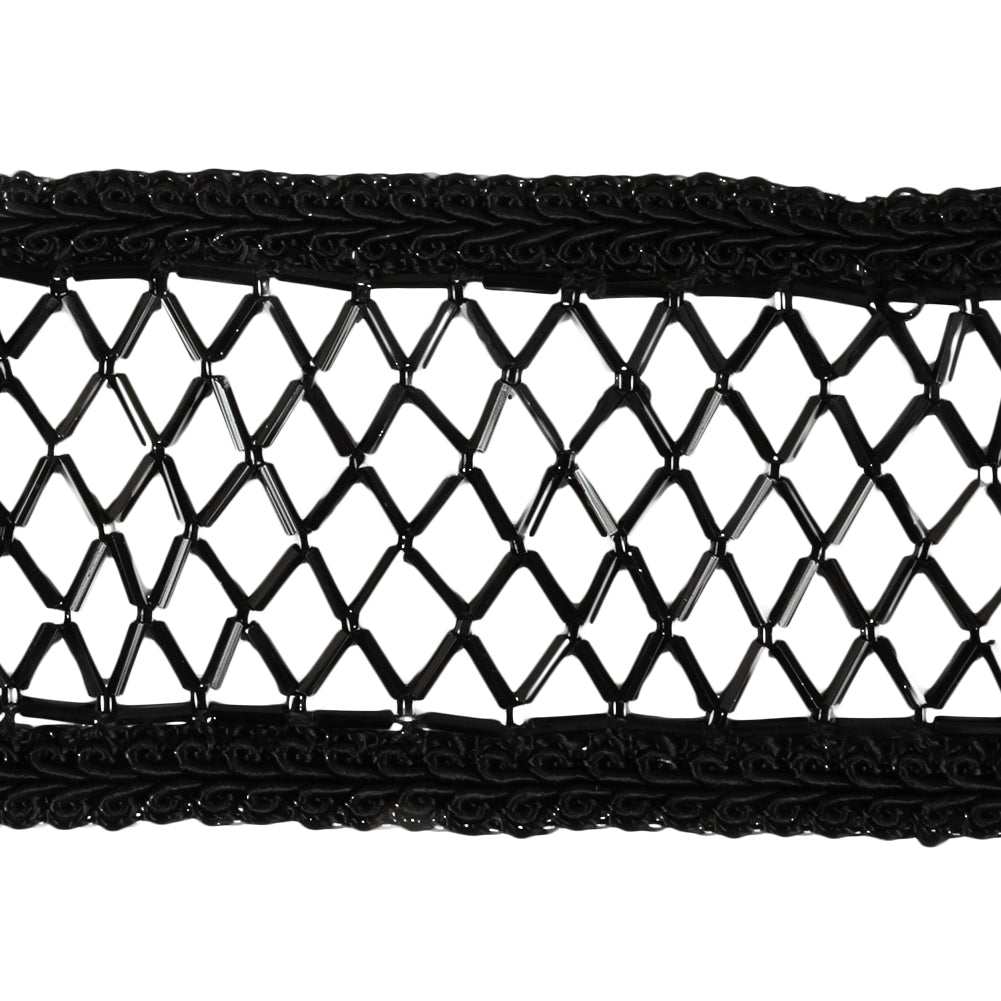 Vintage Black Beaded Latticework and Gimp Braid Trim - 2.25" Detail Vintage Black Beaded Latticework and Gimp Braid Trim - 2.25" Detail