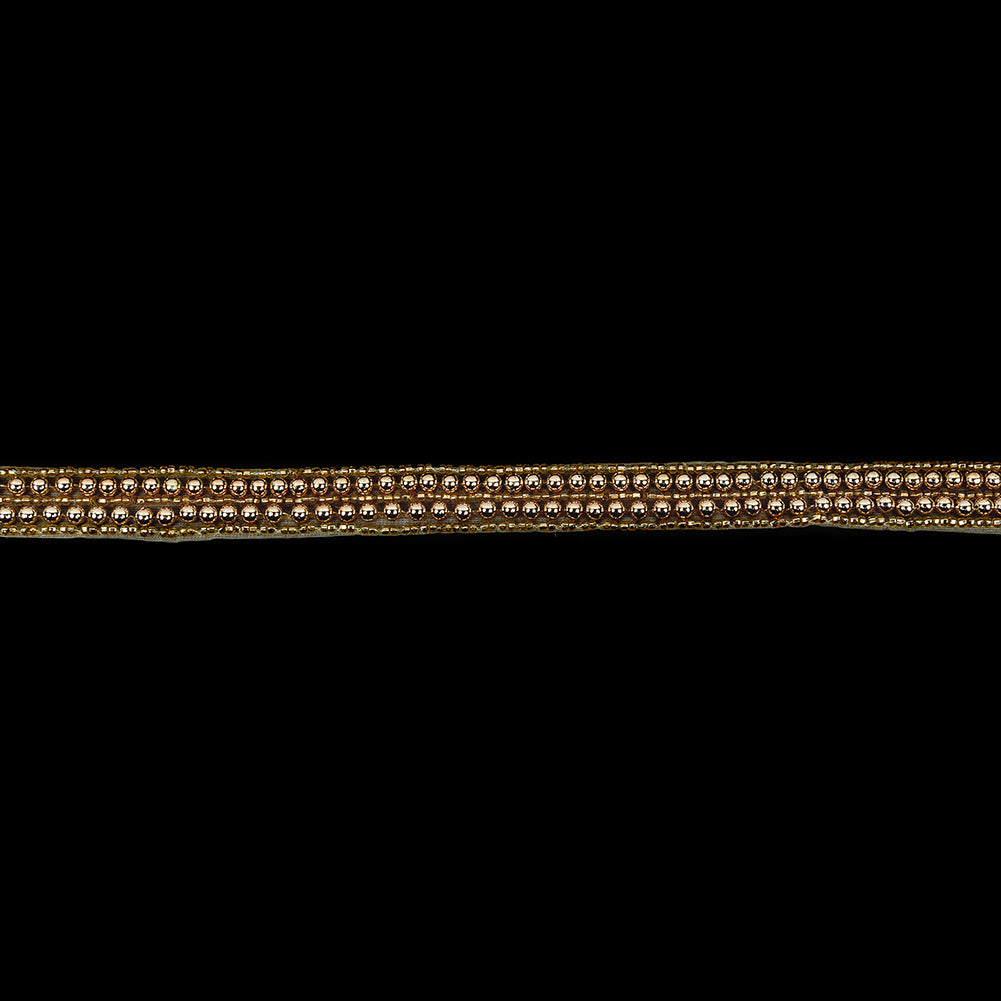 Vintage Two Row Gold Ball and Translucent Yellow Seed Beaded Trimming - 0.5" Vintage Two Row Gold Ball and Translucent Yellow Seed Beaded Trimming - 0.5"