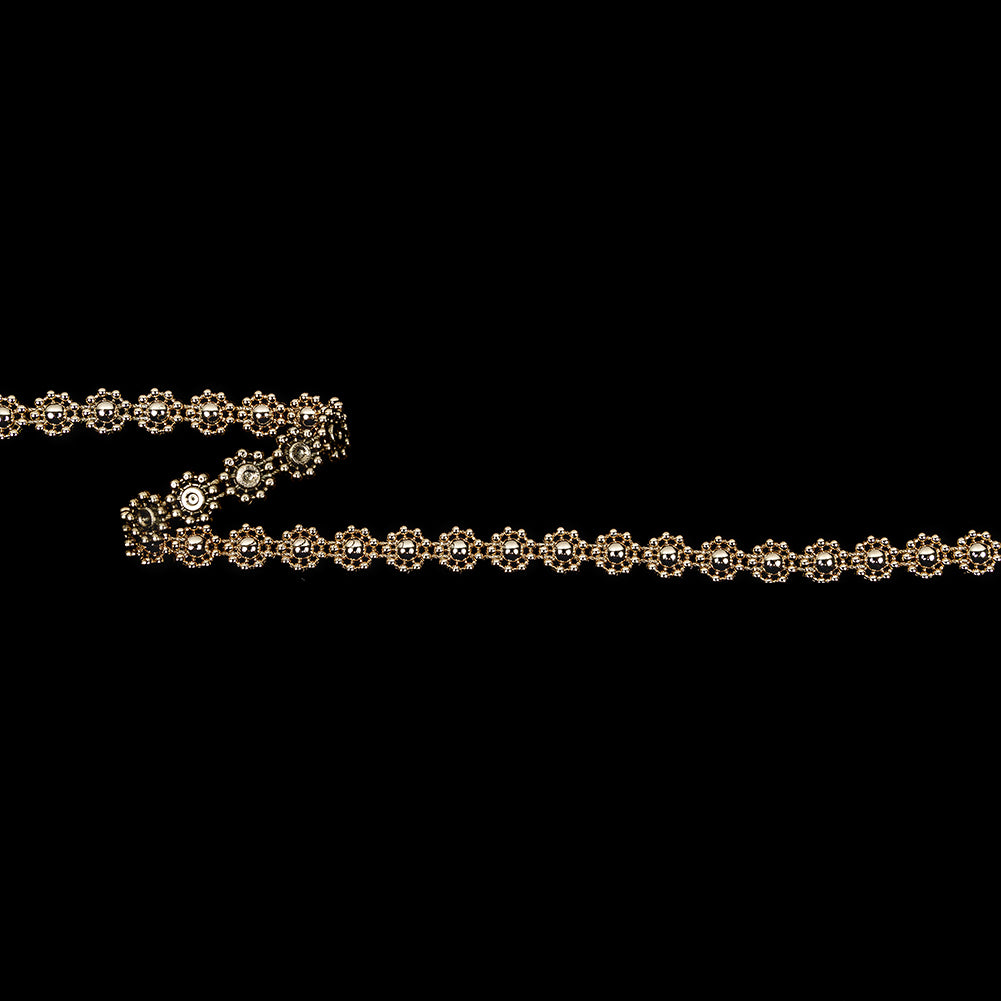 Vintage White Gold Floral Beaded Trimming - 0.375"