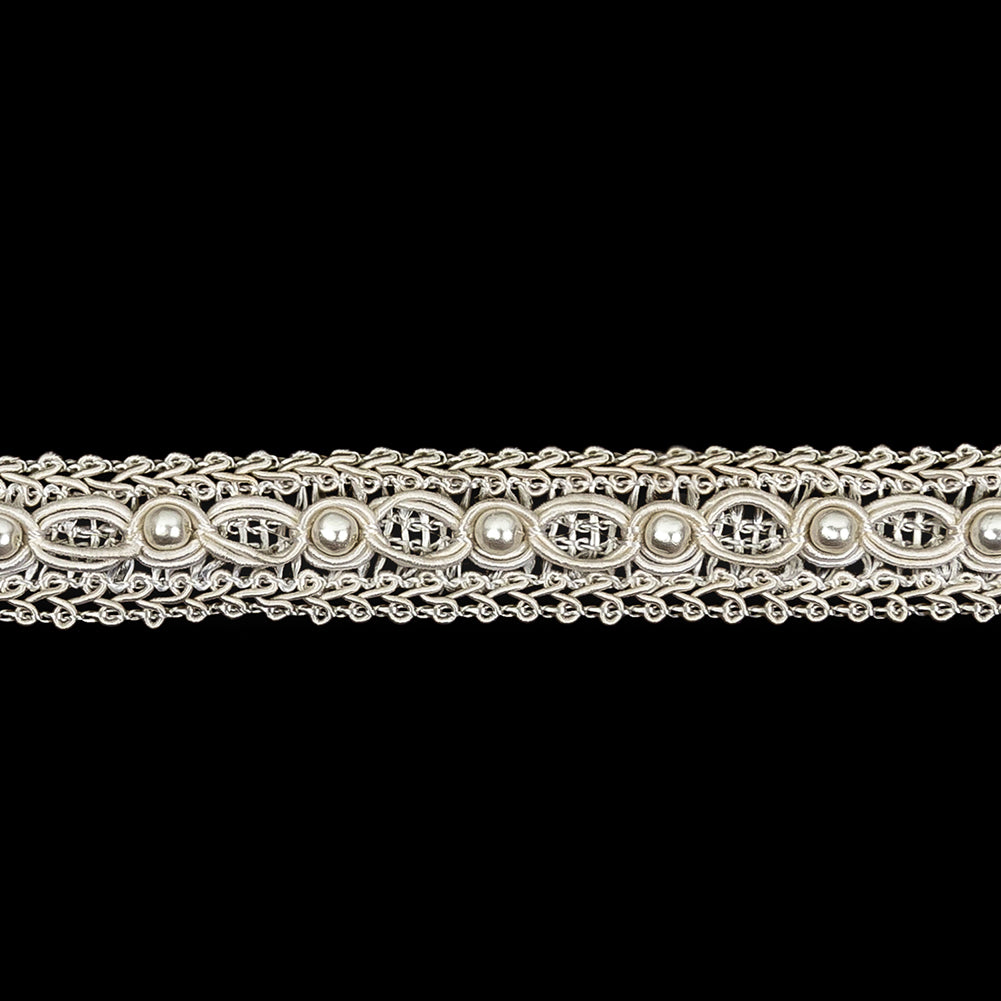 Vintage Ivory Gimp Braided Trim with Pearl Accents - 0.625" Detail Vintage Ivory Gimp Braided Trim with Pearl Accents - 0.625" Detail