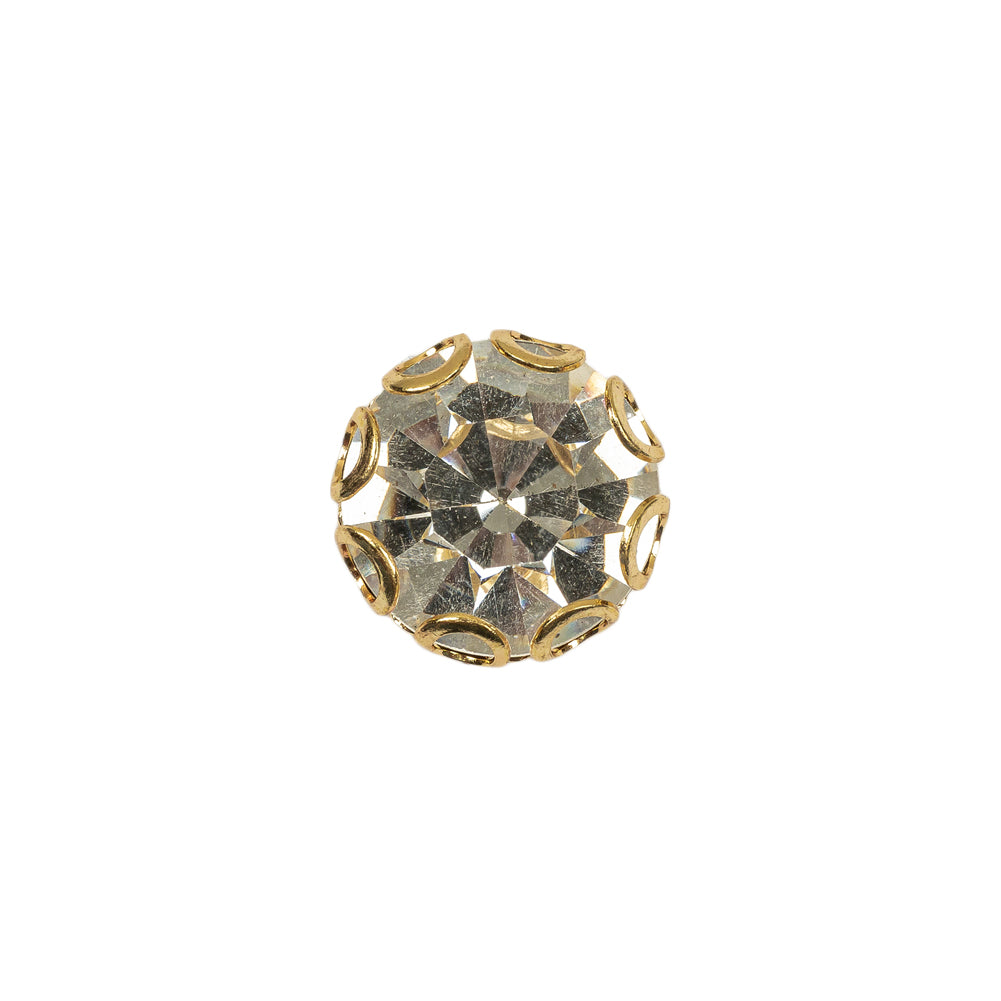 Vintage Crystal Rhinestone and Gold Edged Self Back Button - 20L/12.5mm Vintage Crystal Rhinestone and Gold Edged Self Back Button - 20L/12.5mm