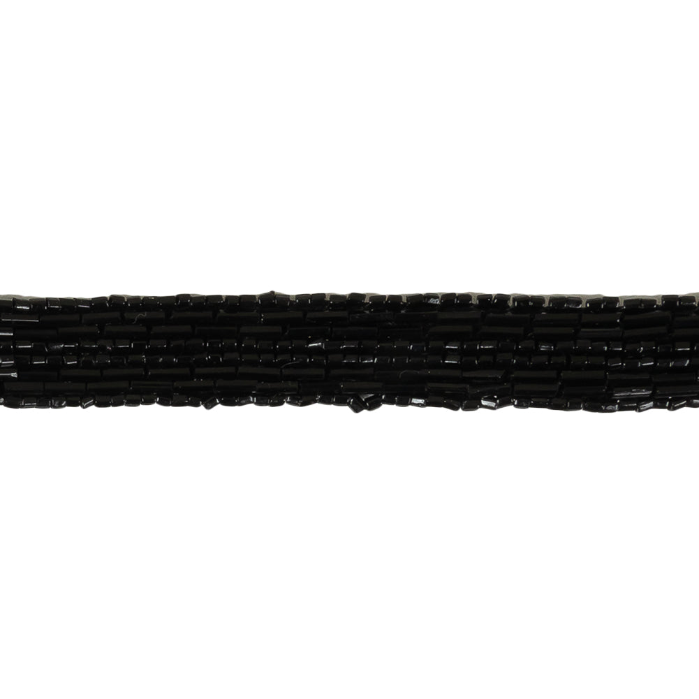 Vintage Black 8 Row Bugle and Seed Beaded Striped Trim - 0.625" Detail Vintage Black 8 Row Bugle and Seed Beaded Striped Trim - 0.625" Detail