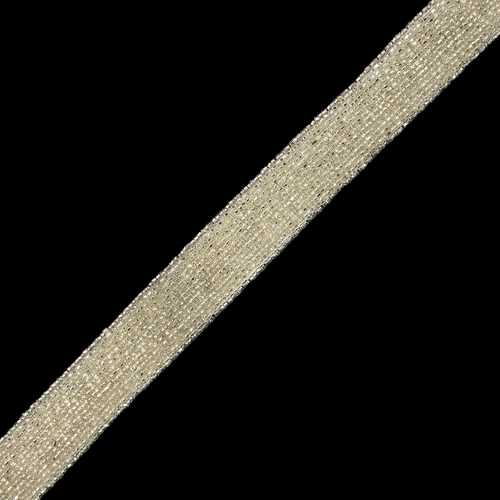 Vintage Silver 14-Row Glass Seed Beaded Trim - 1" Vintage Silver 14-Row Glass Seed Beaded Trim - 1"
