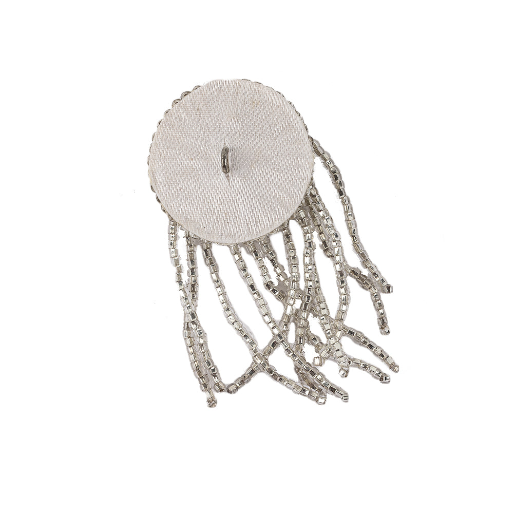 Vintage Silver-lined Beaded Tassel Button - 44L/28mm Detail Vintage Silver-lined Beaded Tassel Button - 44L/28mm Detail