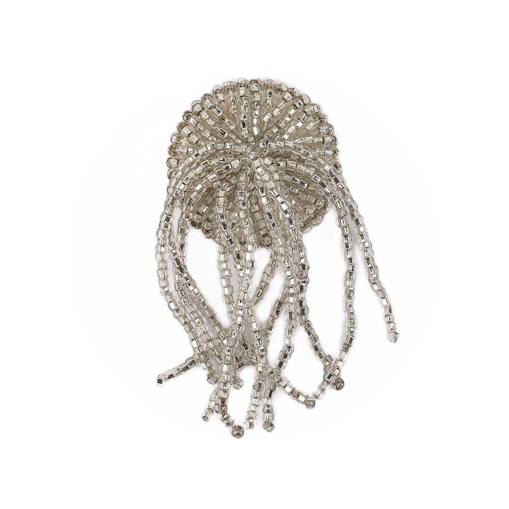 Vintage Silver-lined Beaded Tassel Button - 44L/28mm Vintage Silver-lined Beaded Tassel Button - 44L/28mm