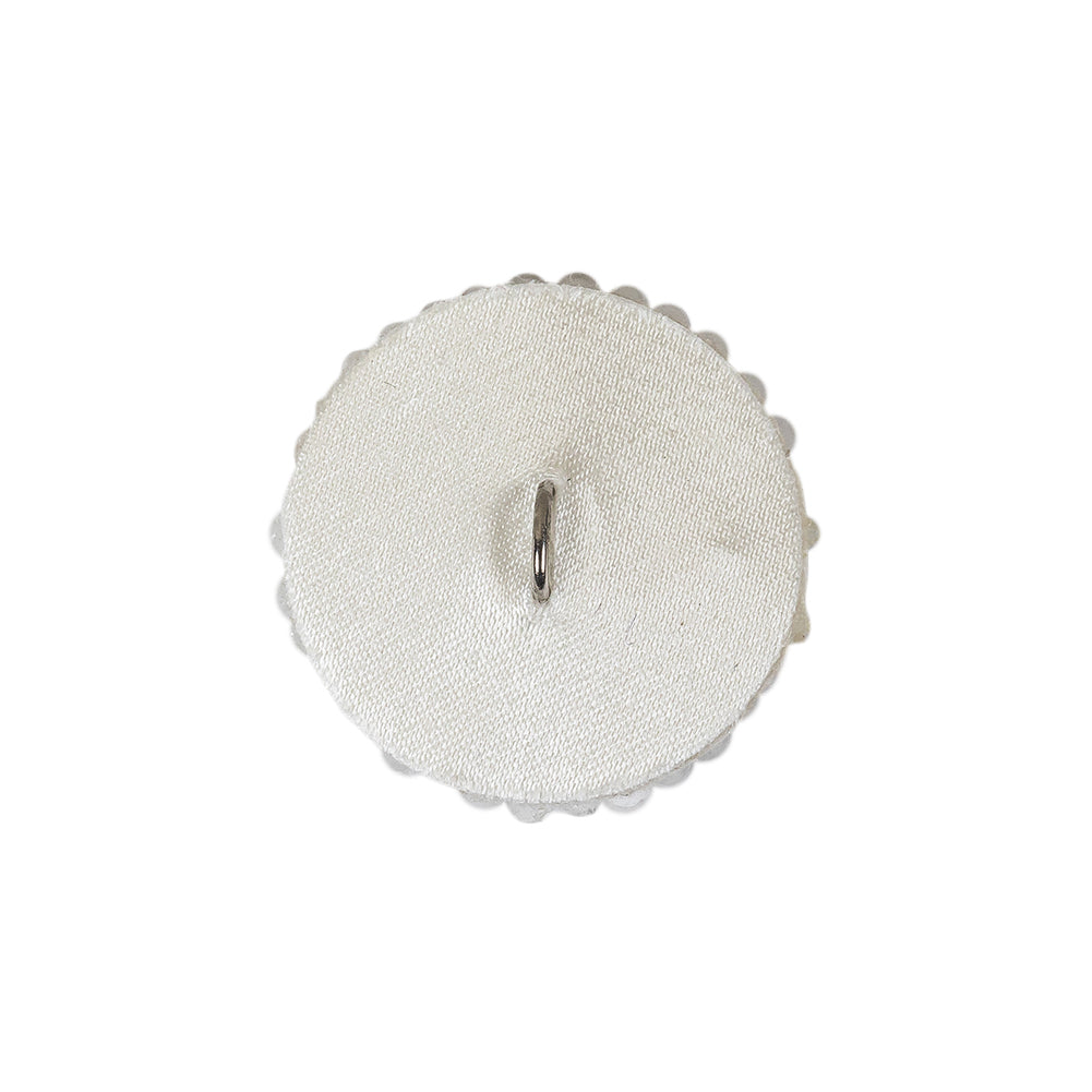 Vintage Satin White Seed Beaded Shank Back Button - 33L/21mm Detail Vintage Satin White Seed Beaded Shank Back Button - 33L/21mm Detail