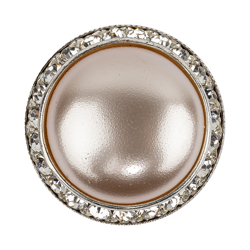 Vintage Swarovski Pearl, Crystal Rhinestones and Silver Metal Shank Back Button - 54L/34mm Vintage Swarovski Pearl, Crystal Rhinestones and Silver Metal Shank Back Button - 54L/34mm