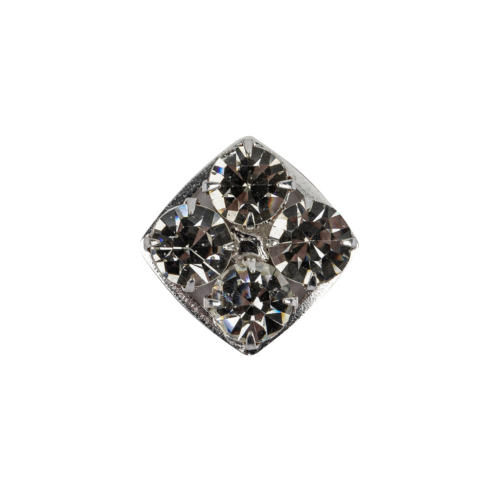 Vintage Swarovski Crystal Rhinestones and Silver Metal Square Shank Back Button - 32L/20mm Vintage Swarovski Crystal Rhinestones and Silver Metal Square Shank Back Button - 32L/20mm