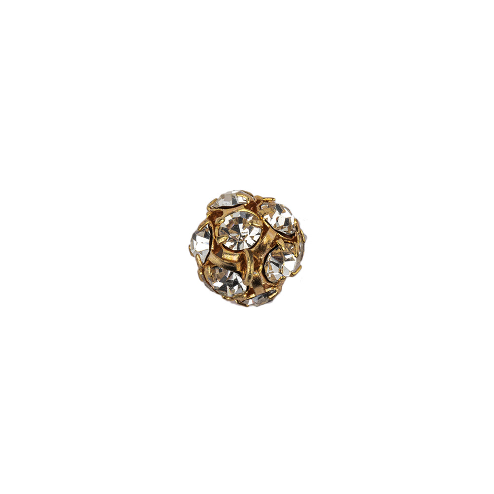 Vintage Swarovski Crystal Rhinestones and Gold Metal Shank Back Ball Button - 16L/10mm Detail