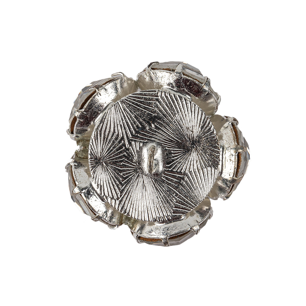 Vintage Crystal Rhinestones and Silver Metal Shank Back Button - 40L/25.5mm Detail Vintage Crystal Rhinestones and Silver Metal Shank Back Button - 40L/25.5mm Detail
