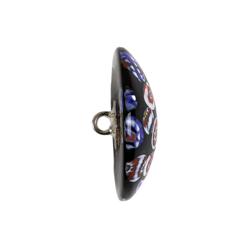 Vintage Black, Red and Blue Mosaic Domed Shank Back Glass Button - 40L/25.5mm Folded Vintage Black, Red and Blue Mosaic Domed Shank Back Glass Button - 40L/25.5mm Folded