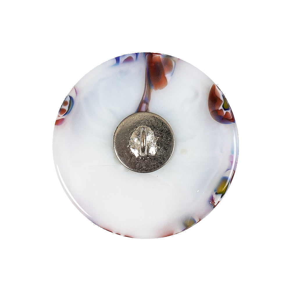 Vintage White, Red and Blue Mosaic Domed Shank Back Glass Button - 40L/25.5mm Detail Vintage White, Red and Blue Mosaic Domed Shank Back Glass Button - 40L/25.5mm Detail