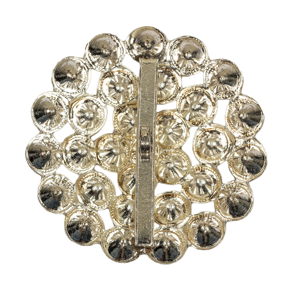 Vintage Crystal Rhinestones Silver Metal Open Framework Sew on Button - 58L/37mm Detail Vintage Crystal Rhinestones Silver Metal Open Framework Sew on Button - 58L/37mm Detail