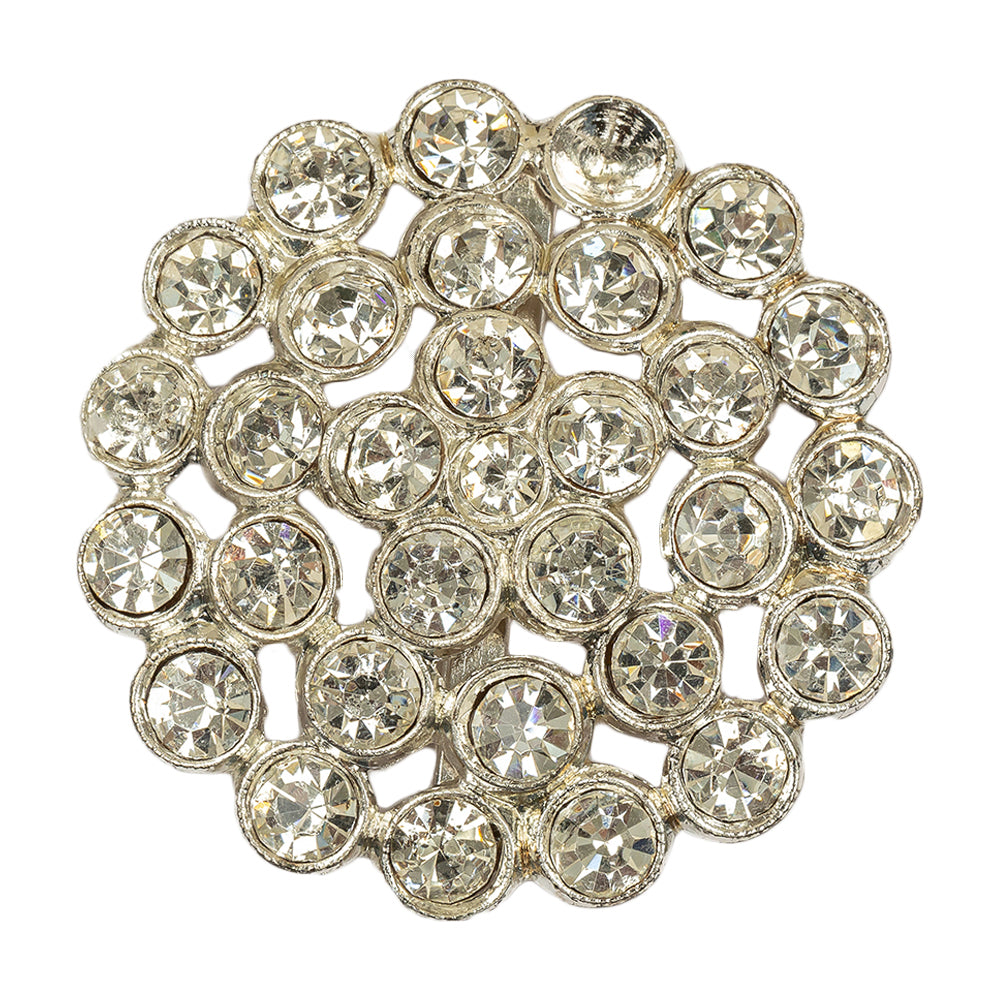 Vintage Crystal Rhinestones Silver Metal Open Framework Sew on Button - 58L/37mm Vintage Crystal Rhinestones Silver Metal Open Framework Sew on Button - 58L/37mm
