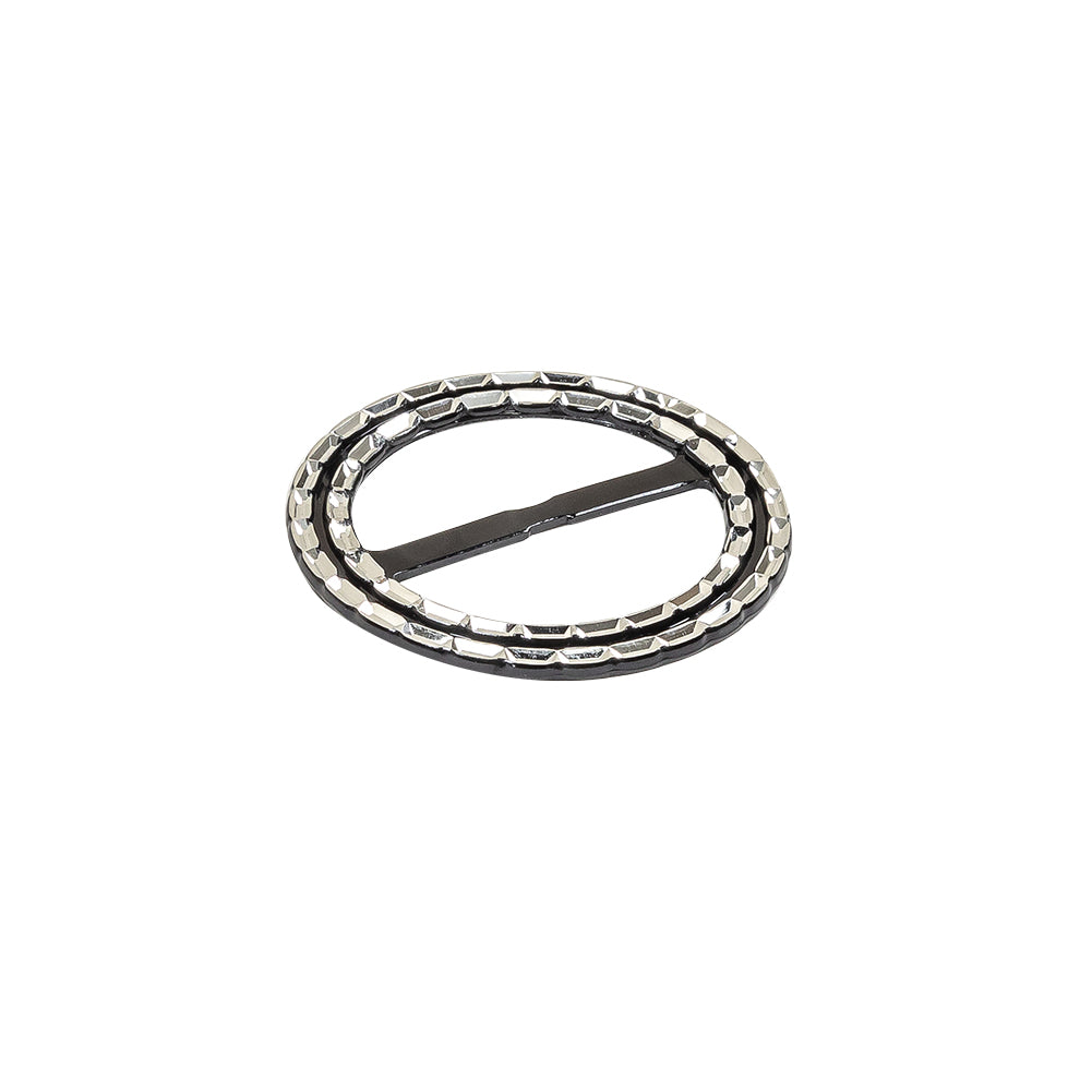 Vintage Black Round Slider with Faceted Silver Face - 1.875" x 1.875" Detail Vintage Black Round Slider with Faceted Silver Face - 1.875" x 1.875" Detail