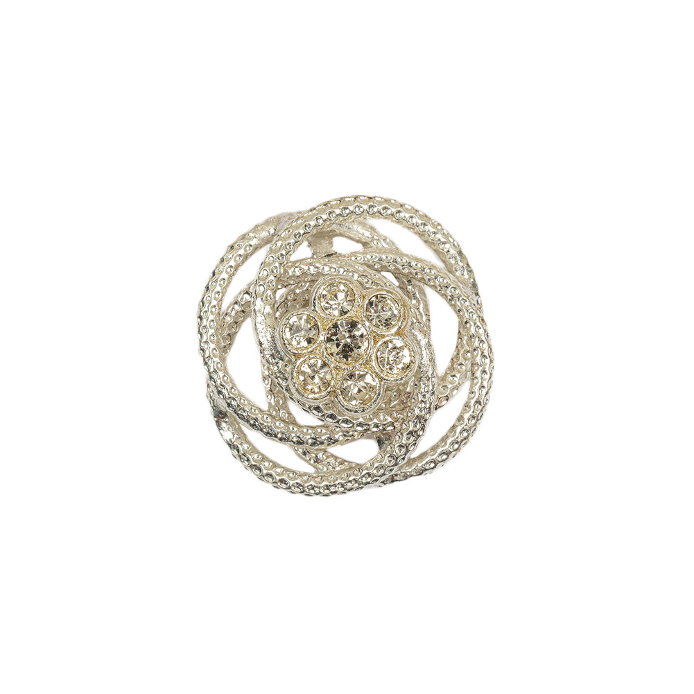 Vintage Crystal Rhinestone Floral Centered Open Framework Shank Back Button - 32L/20mm Vintage Crystal Rhinestone Floral Centered Open Framework Shank Back Button - 32L/20mm