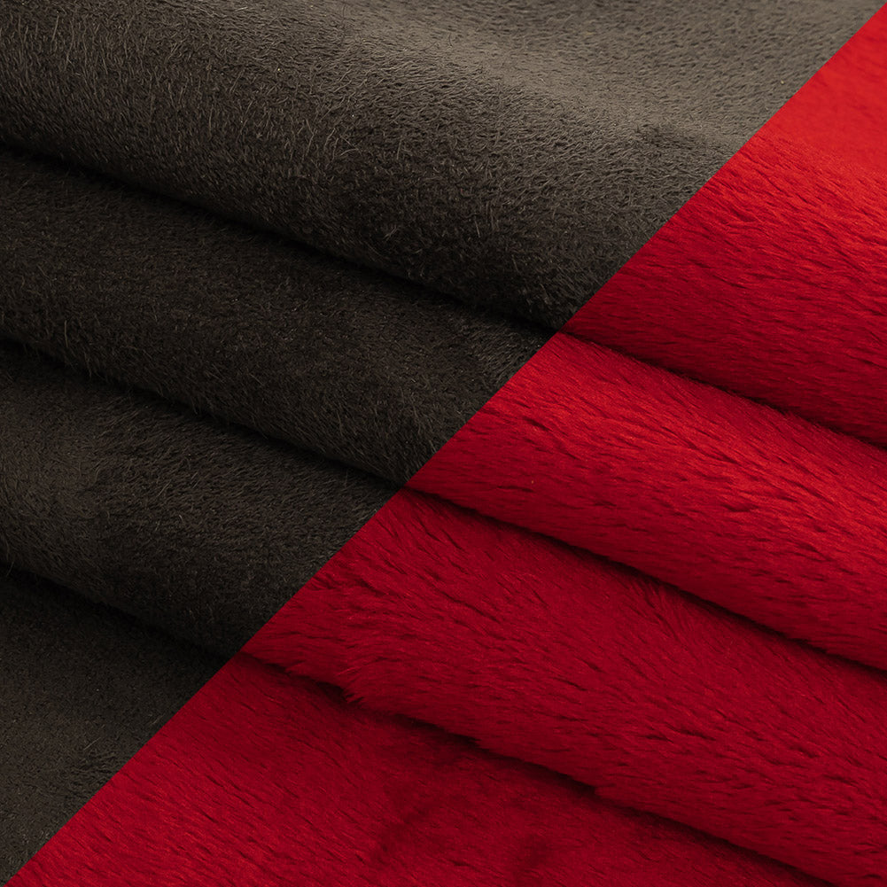Bonded True Red Faux Fur and Chocolate Torte Faux Suede Folded Bonded True Red Faux Fur and Chocolate Torte Faux Suede Folded