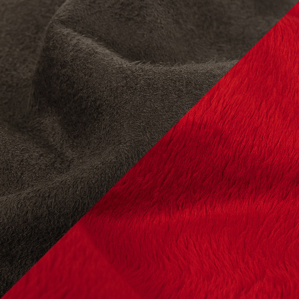 Bonded True Red Faux Fur and Chocolate Torte Faux Suede Detail Bonded True Red Faux Fur and Chocolate Torte Faux Suede Detail