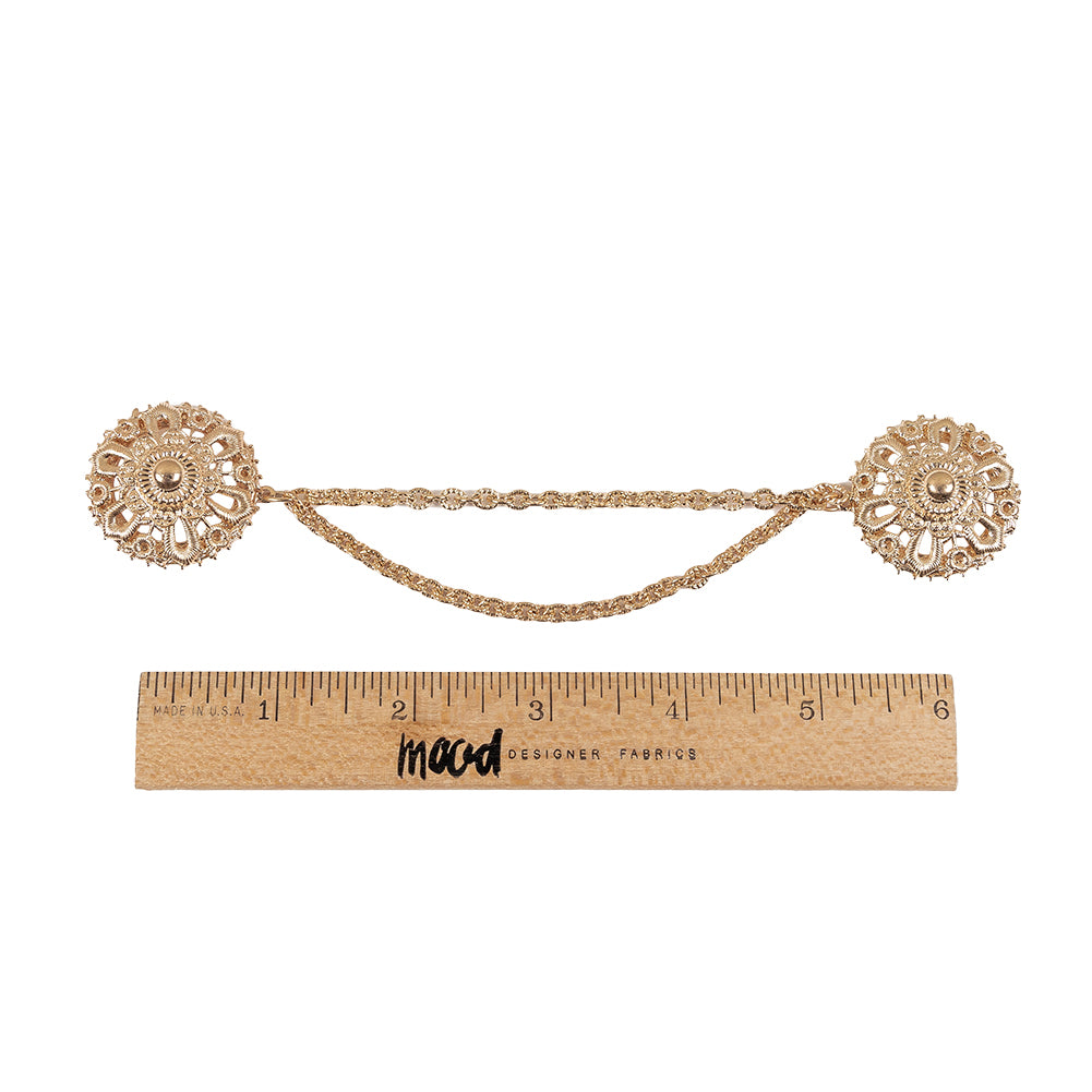 Vintage Gold Metal Dress Ornament with Two Joining Chains - 2.75" X 5.5" Full Vintage Gold Metal Dress Ornament with Two Joining Chains - 2.75" X 5.5" Full