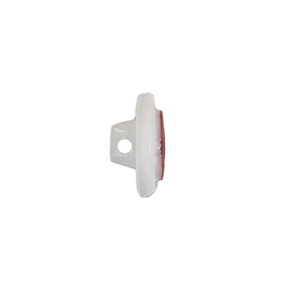 Vintage White and Red Apple Painted Shank Back Glass Button - 22L/14mm Folded Vintage White and Red Apple Painted Shank Back Glass Button - 22L/14mm Folded