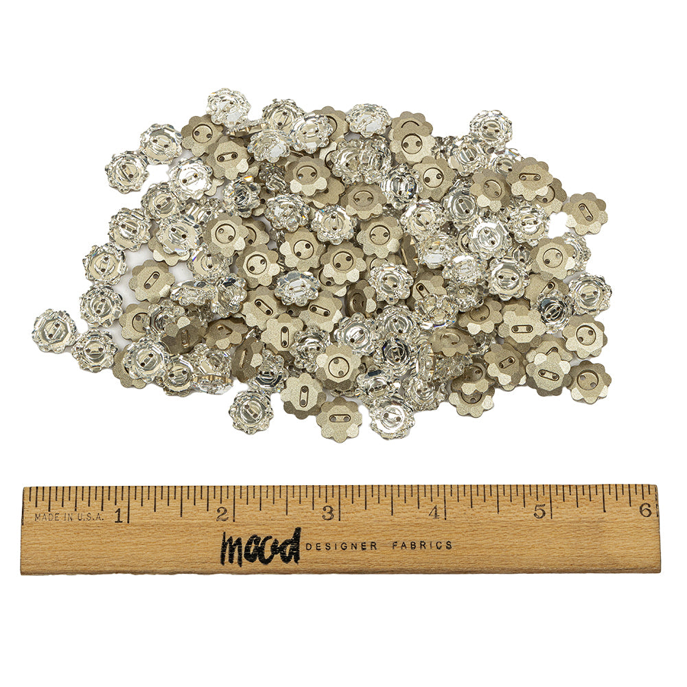 Vintage Crystal Foil Backed 12mm 2 Hole Flower Button Full Vintage Crystal Foil Backed 12mm 2 Hole Flower Button Full