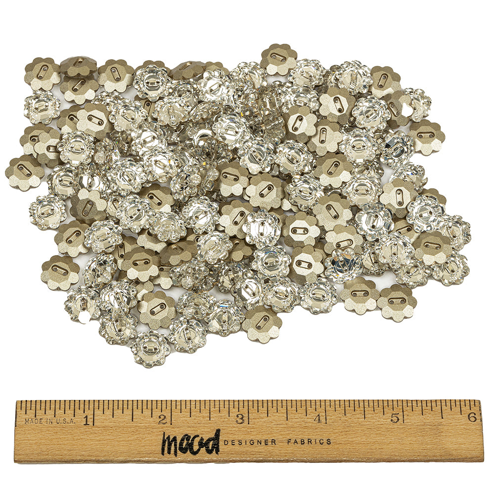 Vintage Crystal Foil Backed 14mm 2 Hole Flower Button Full Vintage Crystal Foil Backed 14mm 2 Hole Flower Button Full