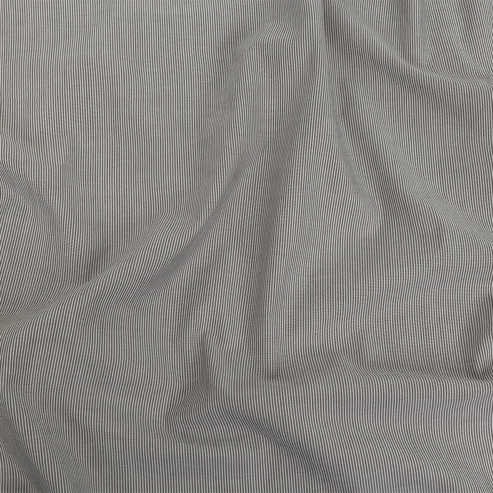 Gray and Tofu Hairline Stripe Stretch Cotton Shirting