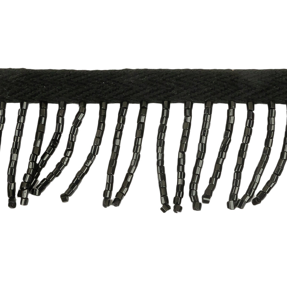 Vintage Black Chop Beaded Chainette Fringe - 1" Detail Vintage Black Chop Beaded Chainette Fringe - 1" Detail
