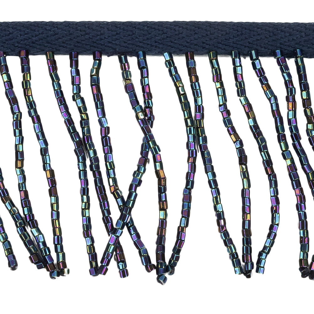 Vintage Blue and Blue Iris Chop Beaded Chainette Fringe - 2" Detail Vintage Blue and Blue Iris Chop Beaded Chainette Fringe - 2" Detail