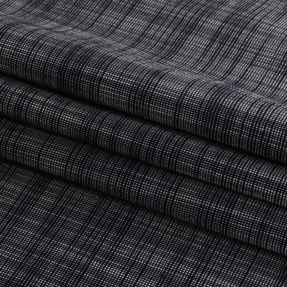Bright Navy Striated Viscose Shirting Folded Bright Navy Striated Viscose Shirting Folded