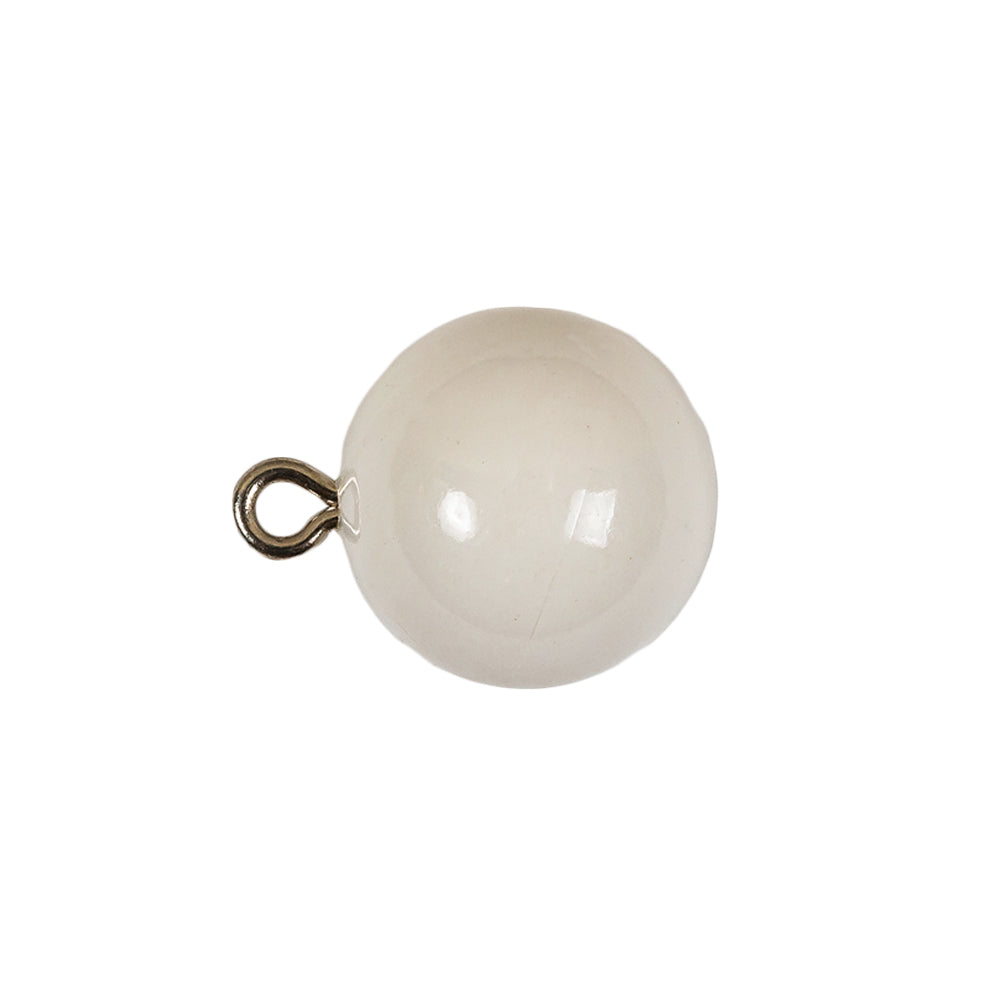 Vintage Chalk White Glass Shank Back Ball Button - 22L/14mm Folded Vintage Chalk White Glass Shank Back Ball Button - 22L/14mm Folded