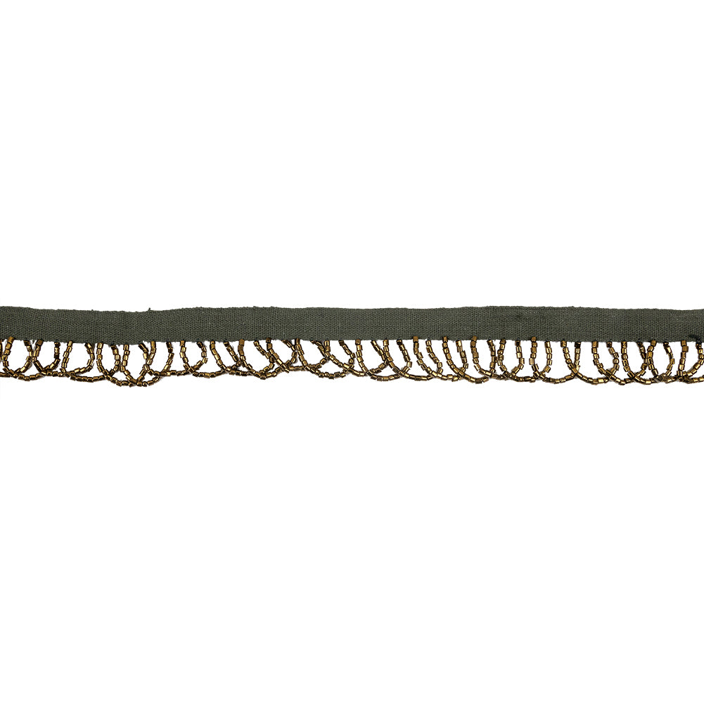 Vintage Bronze Small Looped Bugle Beaded Fringe - 0.875" Vintage Bronze Small Looped Bugle Beaded Fringe - 0.875"