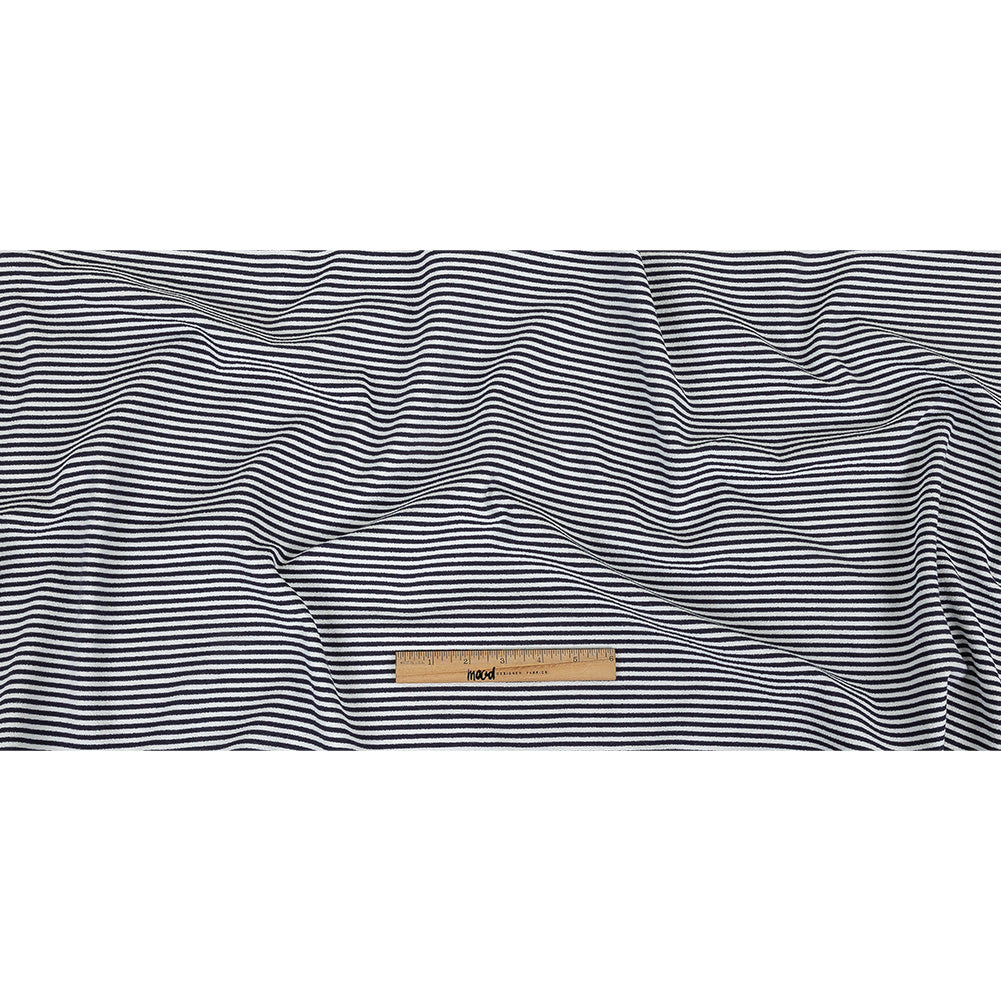 Parisian Night and White Candy Striped Stretch Cotton and Polyester Liverpool Knit Full Parisian Night and White Candy Striped Stretch Cotton and Polyester Liverpool Knit Full