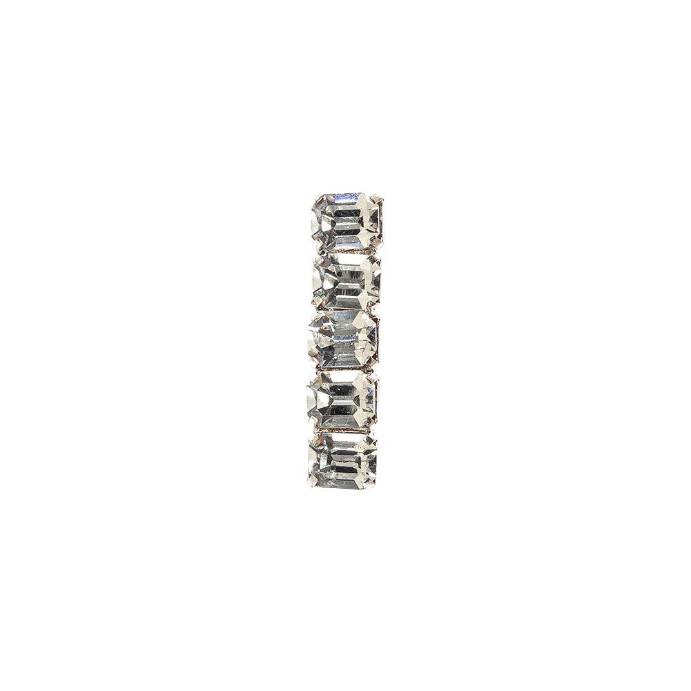 Vintage Clear Rectangular Rhinestones in Silver Setting Ornament - 0.375" x 1.625" Vintage Clear Rectangular Rhinestones in Silver Setting Ornament - 0.375" x 1.625"