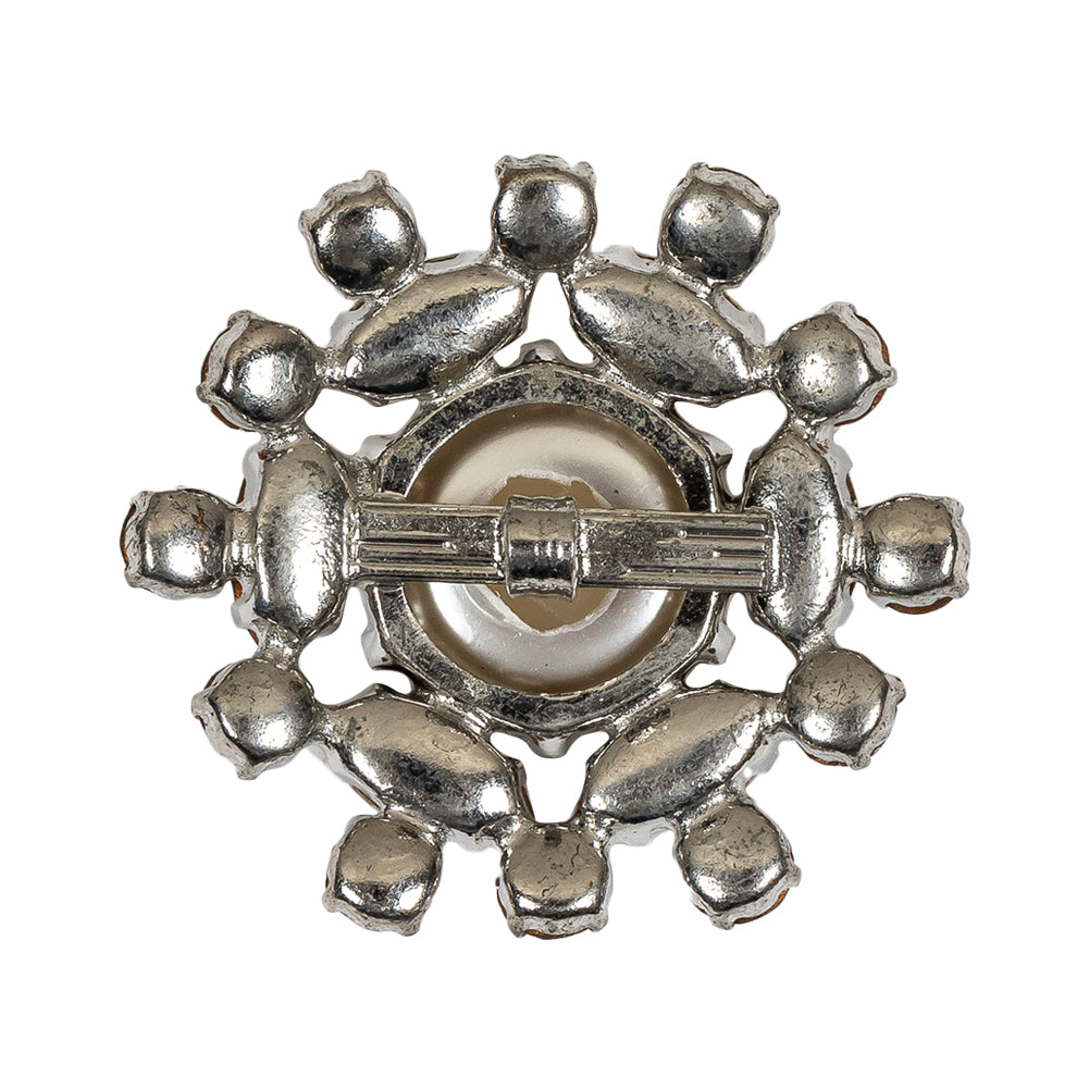 Vintage Crystal Rhinestones and Pearl Finished Open Framework Button - 55L/35mm Detail Vintage Crystal Rhinestones and Pearl Finished Open Framework Button - 55L/35mm Detail