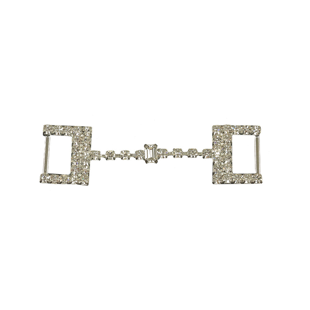 Vintage Czech Crystal Rhinestones and Silver Metal Dress Trim Ornament - 0.75" x 2.75" Vintage Czech Crystal Rhinestones and Silver Metal Dress Trim Ornament - 0.75" x 2.75"
