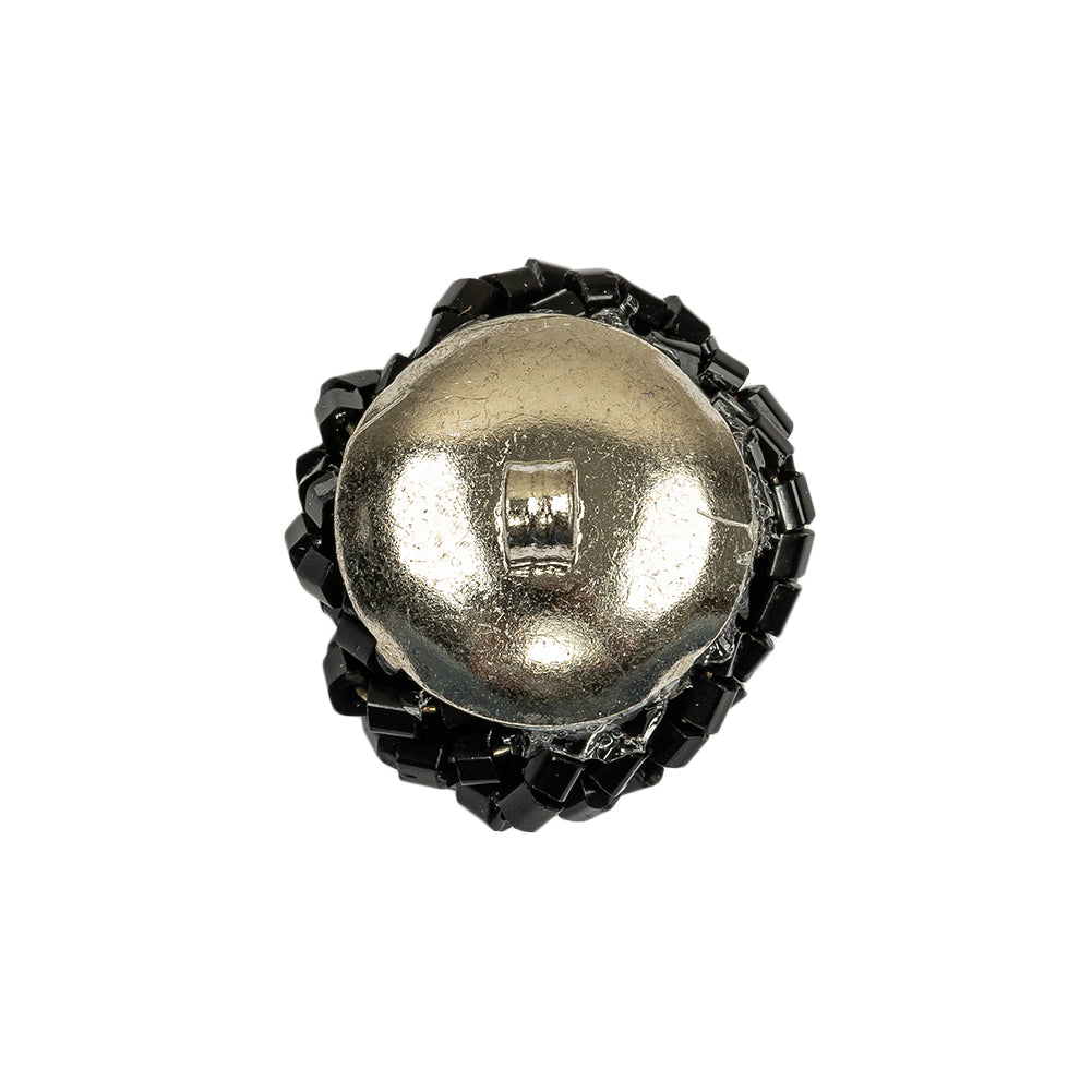 Vintage Jet Chop Beaded Knotted Shank Back Button - 36L/23mm Detail Vintage Jet Chop Beaded Knotted Shank Back Button - 36L/23mm Detail