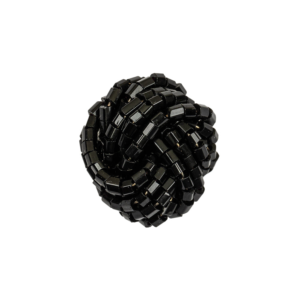 Vintage Jet Chop Beaded Knotted Shank Back Button - 36L/23mm Vintage Jet Chop Beaded Knotted Shank Back Button - 36L/23mm