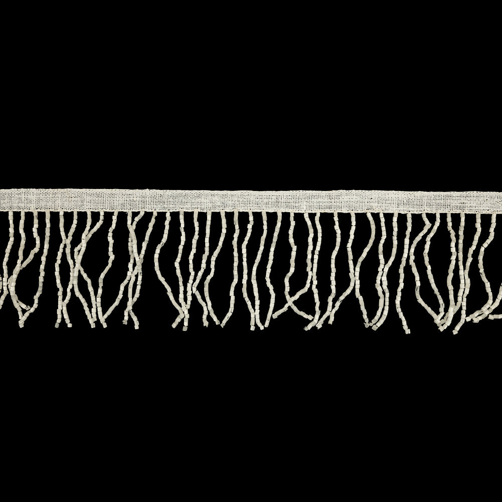 Vintage White Satin Chop Beaded Fringe - 2.5" Vintage White Satin Chop Beaded Fringe - 2.5"