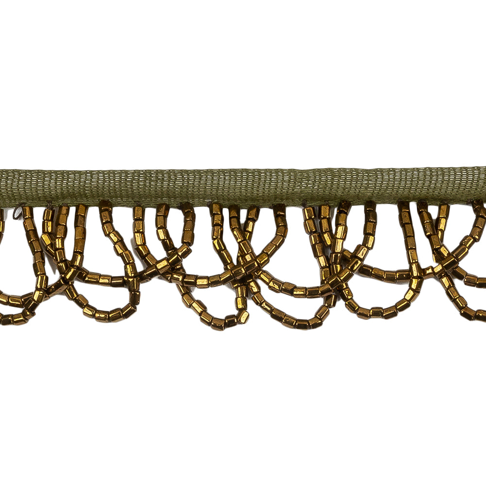 Vintage Bronze Small Looped Bugle Beaded Fringe - 1" Detail Vintage Bronze Small Looped Bugle Beaded Fringe - 1" Detail