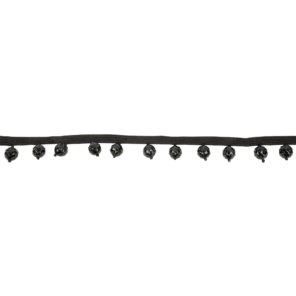 Vintage Black Faceted Beaded Fringe Trim - 0.75" Vintage Black Faceted Beaded Fringe Trim - 0.75"